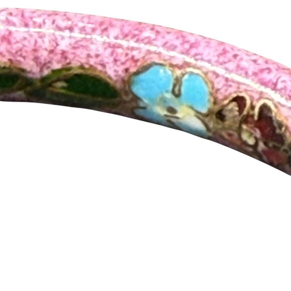 VTG Light Purple Enamel Cloisonne Floral Round Bangle Bracelet Bohemian Boho - Picture 4 of 5
